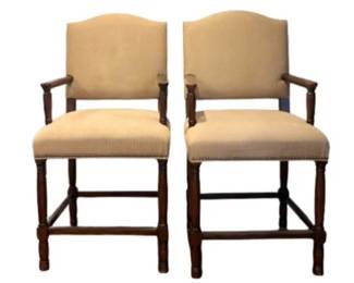 Restoration Hardware Upholstered Counter Stools With Bullet Trim