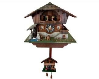 Loetscher Barry And The Puppies Swiss Cuckoo Clock