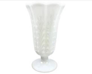 Vintage E.O. Brody M5200 Milk Glass Pedestal Vase With Fern Pattern