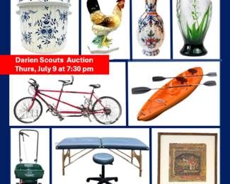 200 lots including Tiffany, sterling silver, kayaks, bikes, original art, collectibles, electronics, and much more.