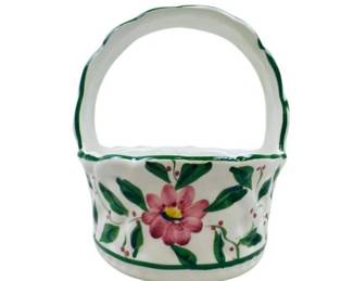 Portuguese Hand Painted Casafina Pottery Basket With Handle