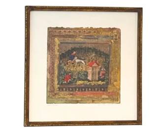 Mixed Media Collage Style Original Signed Artwork - Dans Les Vignes - By Danielle Desplan