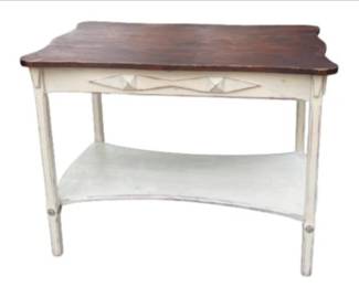 Lillian August Vintage Painted Wood Side Table With Decorative Apron