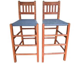 Handcrafted Bar Stools With Shaker Tape Woven Seats - Possibly Thomas Shackleton Design