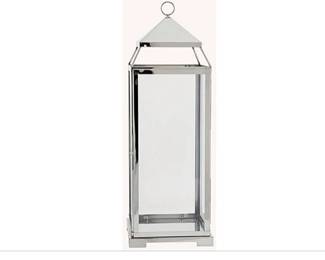 Tall Glass And Chrome Lantern - Nearly 30 inches high