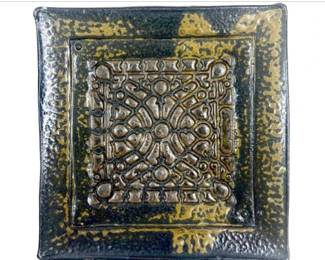 Studio Art Pottery With Embossed Floral Design - Signed On Base