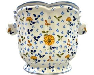 Este Ceramiche Italian Porcelain Cache Pot With Animal Head Handles Made In Italy
