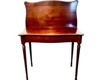 Antique George III Style Mahogany Drop-Leaf Card Table With Tapered Legs