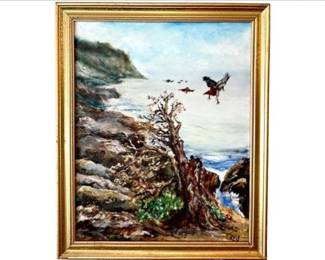Original Acrylic Painting By Darien Artist Robert Johnson - Coastal Landscape