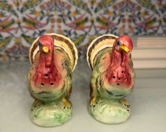 Pair of Ceramic Turkey Salt and Pepper Shakers
