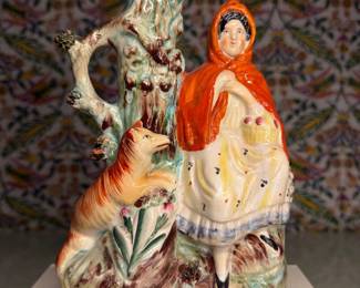 Staffordshire Pottery Little Red Riding Hood Spill Vase