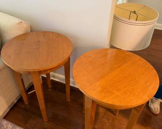 Pair of Round Cherrywood Side Tables