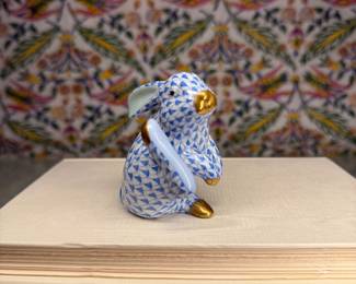 Herend Blue Fishnet Rabbit Figurine
