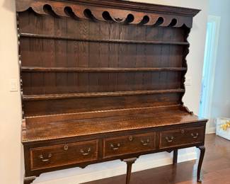 Antique Welsh Oak Dresser with Plate Rack