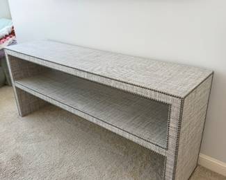 Fabric Upholstered Console Table with Nailhead Trim