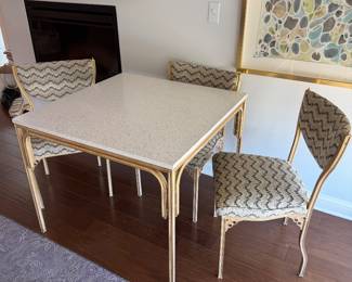 Mid-Century Card Table with Four Chairs