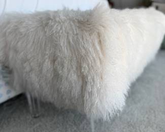 Mongolian Lamb Fur Bench with Lucite Legs
