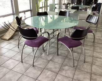 Glass top dining table