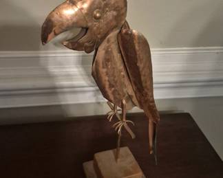 Copper Parrot Sculpture