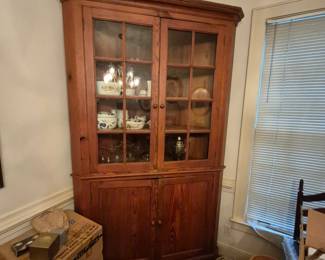Knotty Cherry 1800's Rustic, Tall Corner Cabinet. 