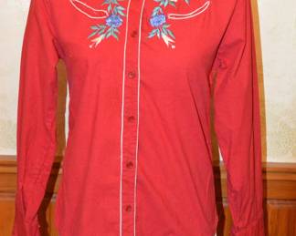 1980s Krazy Kat Cotton Embroidered Western Blouse