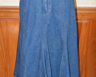 1980s Liz Claiborne Blue Denim Western Skirt