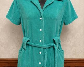 Late 1970s Jade Green Terry Cloth Romper
