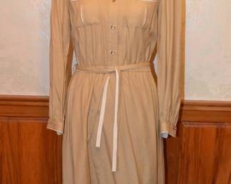 Late 1970s Tan Cotton Sasson Disco Era Dress