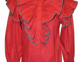1980s TESS Ruffle Front Blouse