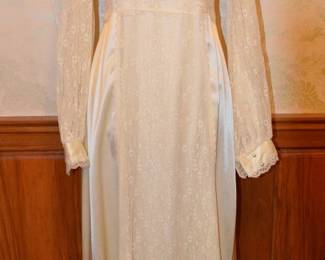 1970s GUNNE SAX Satin and Lace Maxi Dress