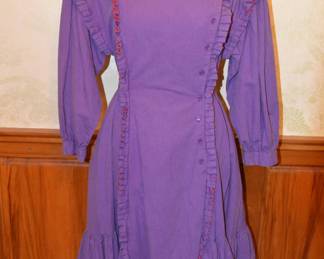 1980s Starina Ruffled Cotton Western Styled Dress