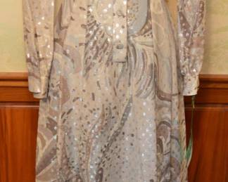 1970s NOS Unworn Nancy Greer Metallic Lame Maxi Dress