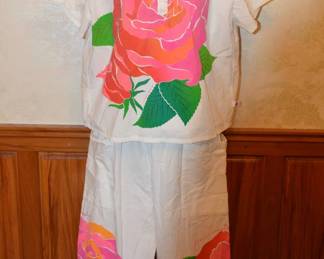 Early 1990s What A Melon Hawaiian Print Cotton Set