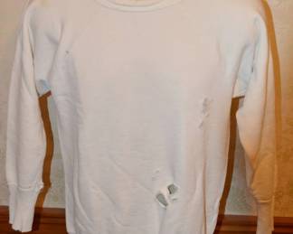 Late 1950s Hanes Wind Shield White Cotton Worn Sweatshirt