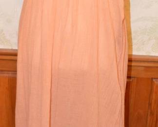 1970s Young Edwardian Peach Cotton Maxi Ruffle Dress