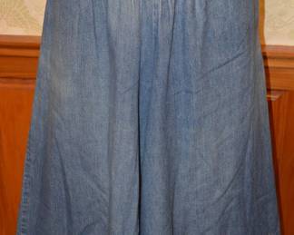1980s Crazy Horse Denim Chambray Cotton Culottes