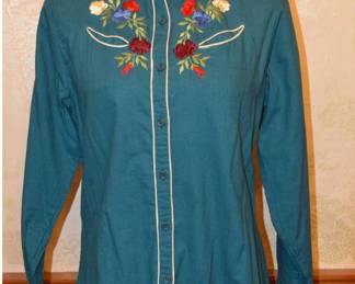 1980s Krazy Kat Ladies Embroidered Western Shirt