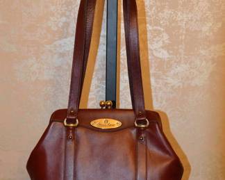 1980s Etienne Aigner Leather Handbag with Gold Hardware