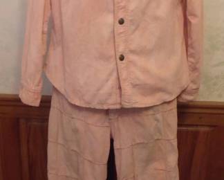 1970s Womens Pink Courduroy Windowpane Pants Set