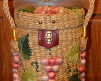 1960s Woven Basket Purse with Novelty Fruit Motif