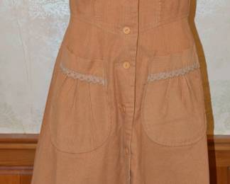 1970s Handmade Cottage Core Button Front Corduroy Dress