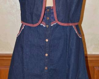 1970s Jessicas Gunnies Denim Skirt and Vest Set