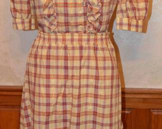 1980s Mara Jrs of California Cotton Plaid Ruffle 2 piece
