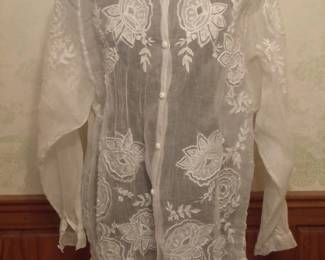 Late 1980s Florissant Guaze Cotton Organza Blouse