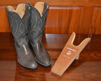 1980s Gray Leather Cowboy Boots