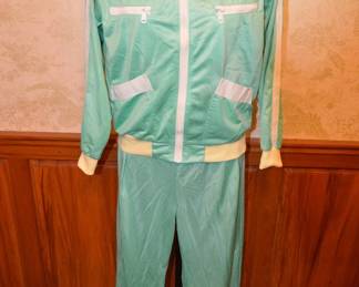 1970s Sporty Sears Green Polyester Tracksuit