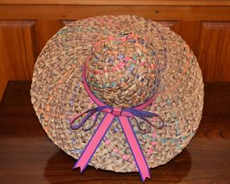 1980s Hand Woven 6" brimmed Multi Color Sun Hat