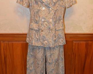 1960s Dalton Blue Paisley Print Lounge Set
