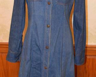 1970s Oops California Western Style Denim Dress