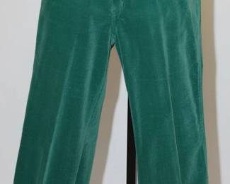 late 1970s Gloria Vanderbilt Green Cotton Velvet Jeans